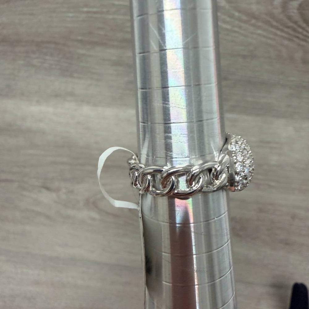 Elegant Sterling Silver Crystal Ring .925 - Picture 2 of 5